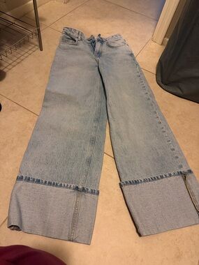 BDG Light Blue Wide Leg Cuffed Jeans